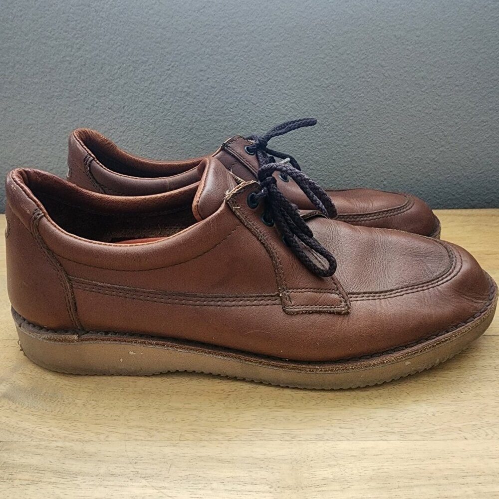 Vintage Dexter Light Brown Tan Leather Vibram Shoes Mens Size 10 USA